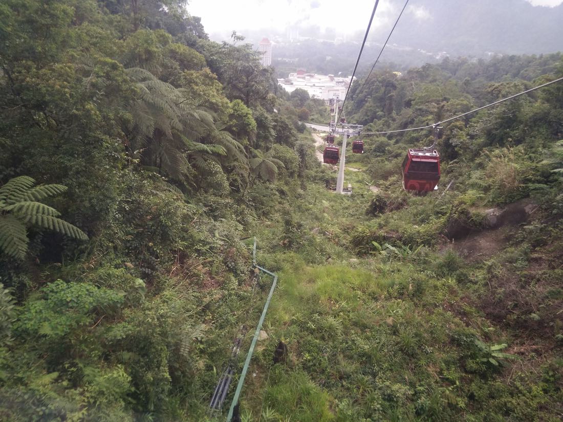 The Awana SkyWay cable car climbing to Genting Highlands