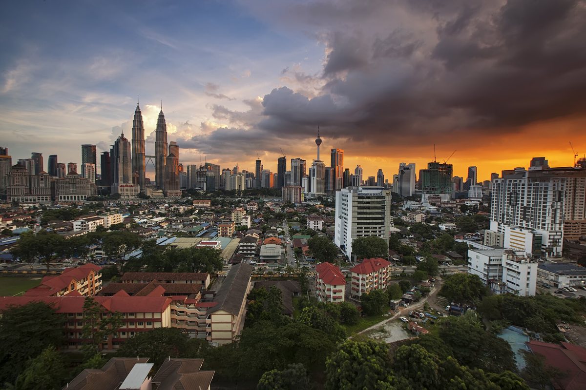 An aerial view across Kuala Lumpur